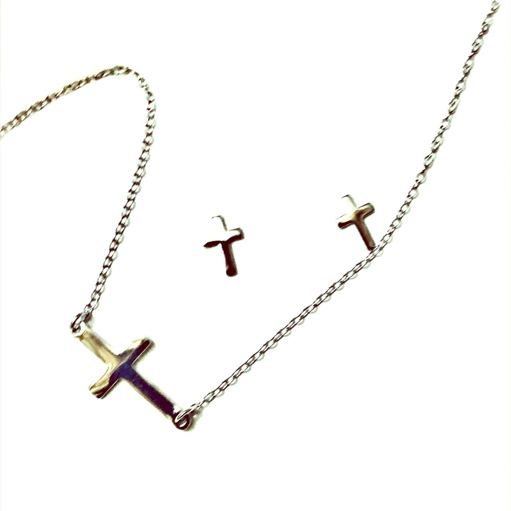 SOLD Sterling Silver cross necklace SET